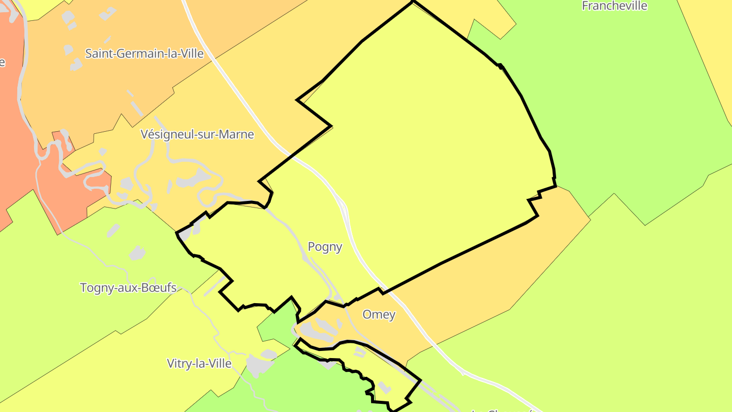 Carte des prix de l'immobilier Pogny