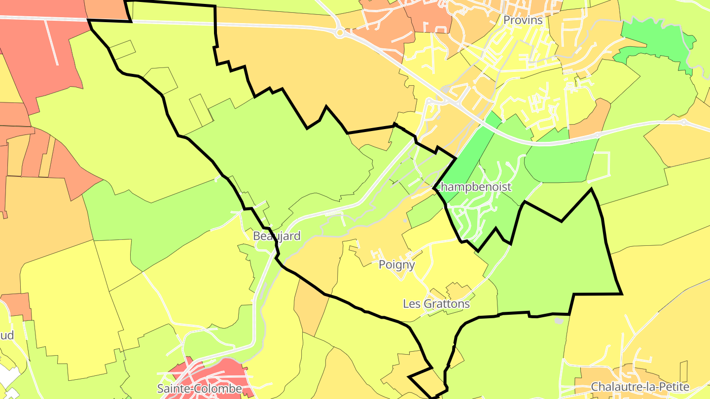 Carte des prix de l'immobilier Poigny