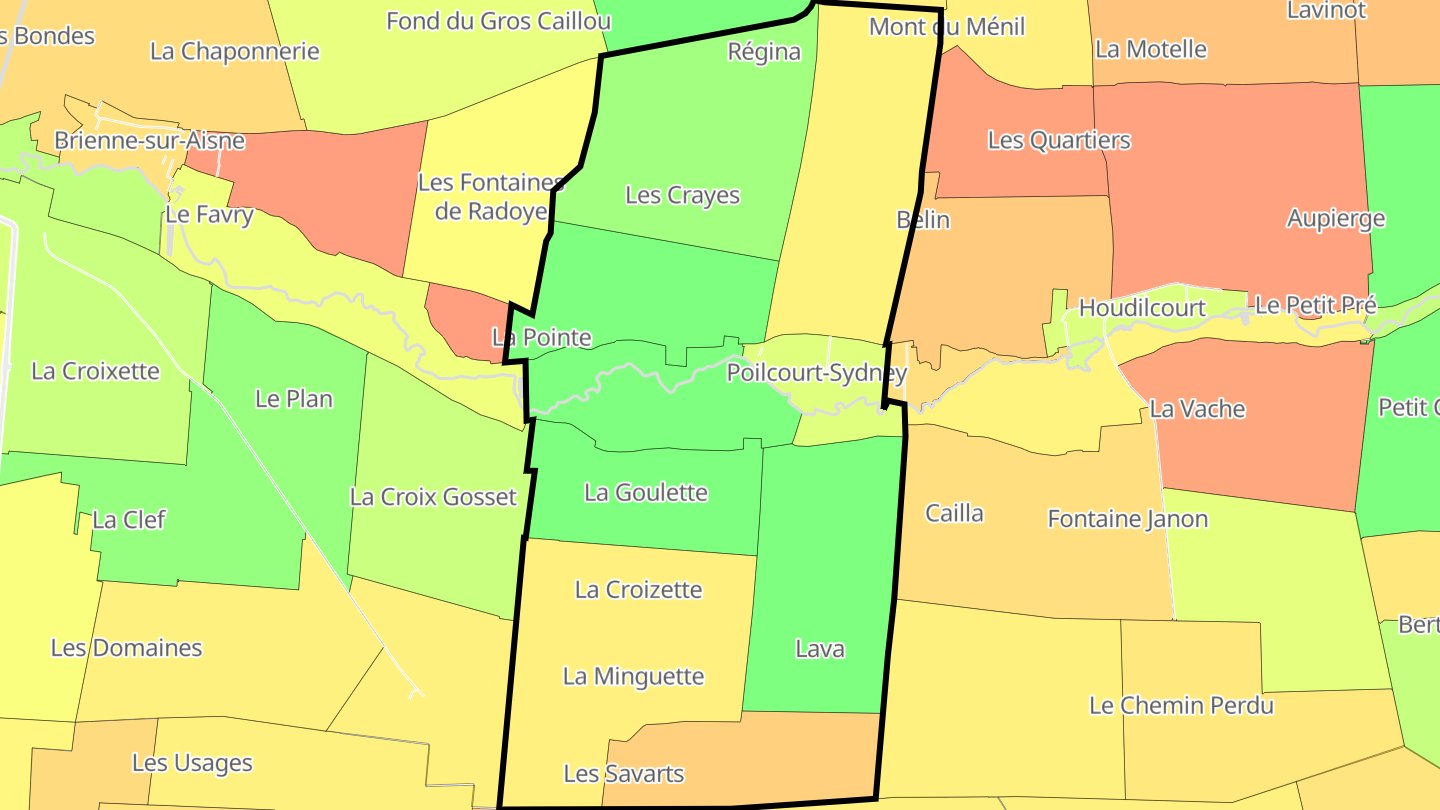 Carte des prix de l'immobilier Poilcourt-Sydney