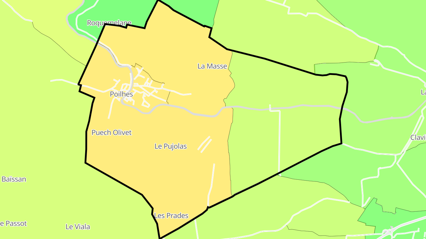 Carte des prix de l'immobilier Poilhes