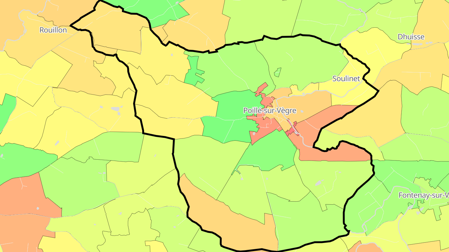 Carte des prix de l'immobilier Poillé-sur-Vègre