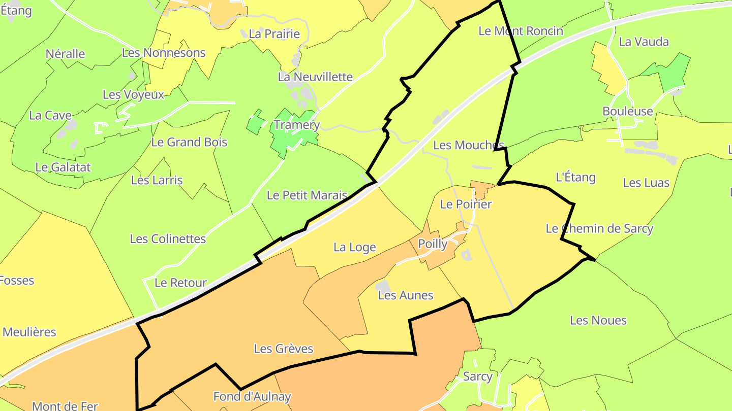 Carte des prix de l'immobilier Poilly