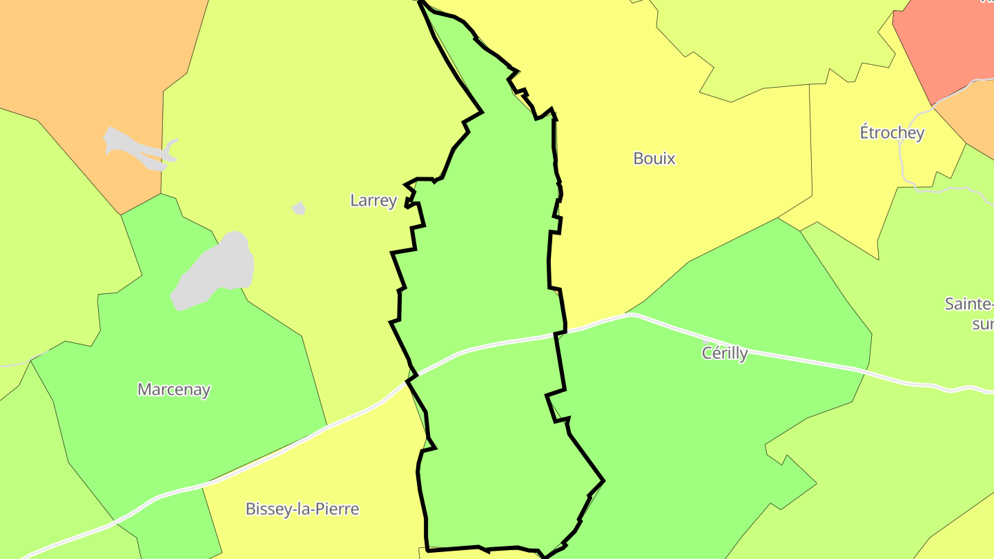 Carte des prix de l'immobilier Poinçon-lès-Larrey