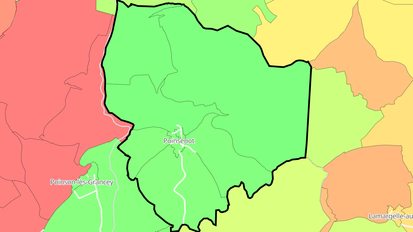Carte des prix de l'immobilier Poinsenot