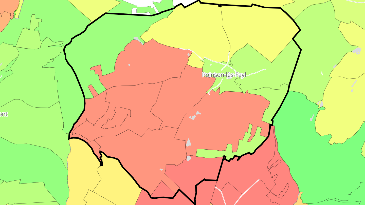 Carte des prix de l'immobilier Poinson-lès-Fayl