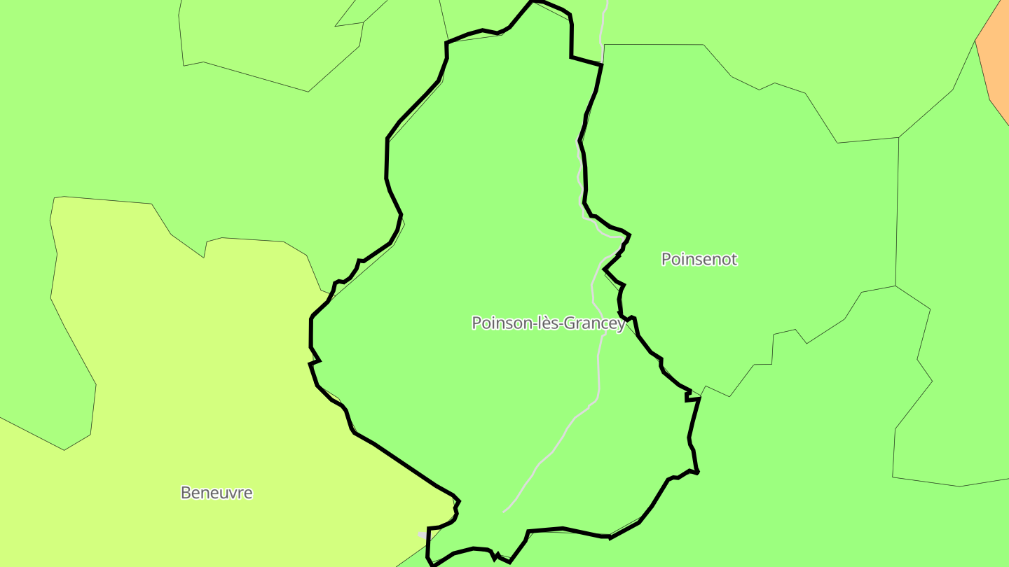 Carte des prix de l'immobilier Poinson-lès-Grancey