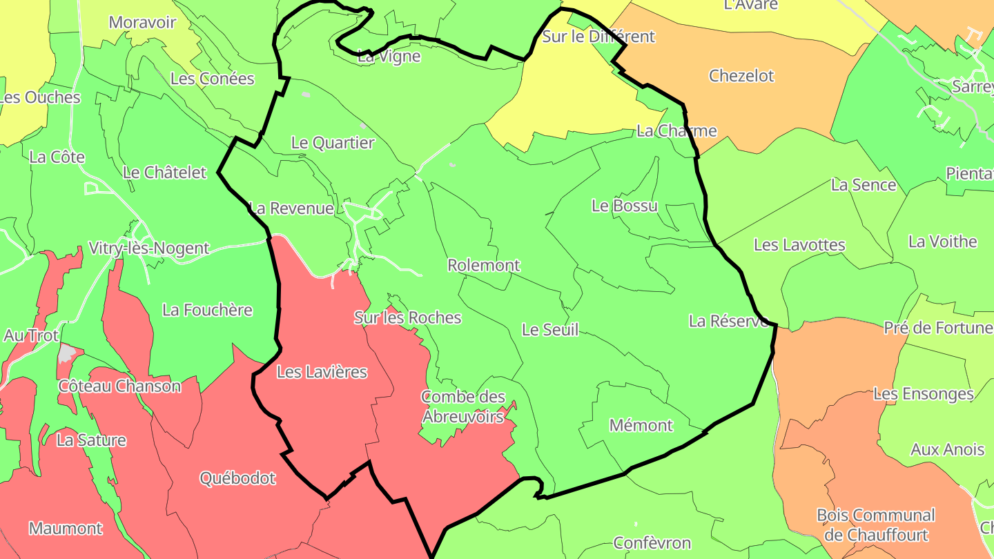 Carte des prix de l'immobilier Poinson-lès-Nogent