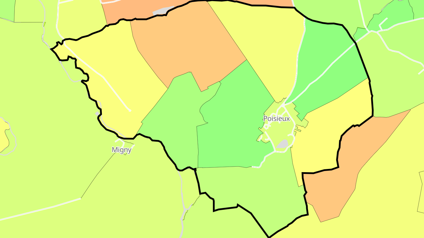 Carte des prix de l'immobilier Poisieux