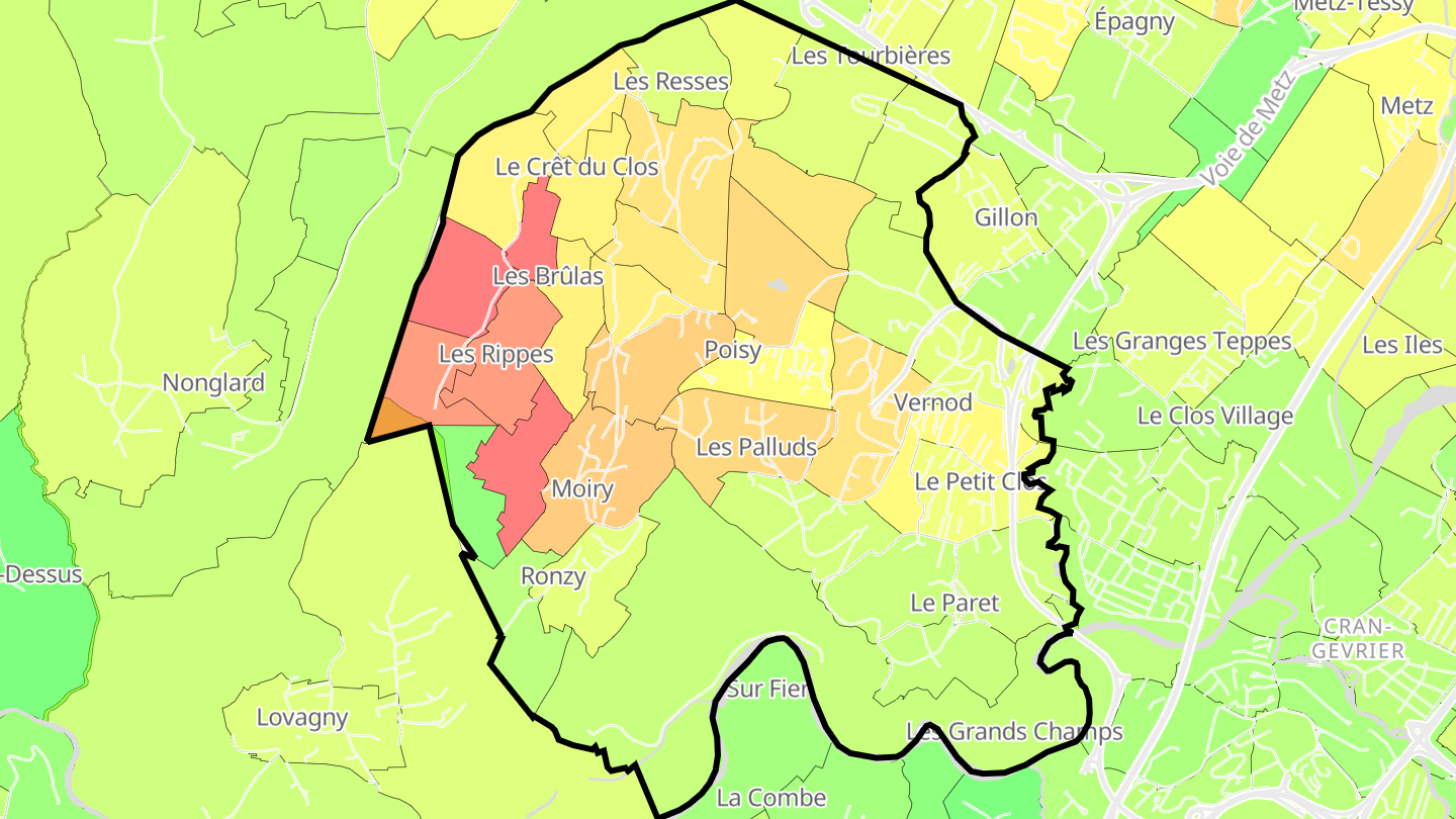 Carte des prix de l'immobilier Poisy