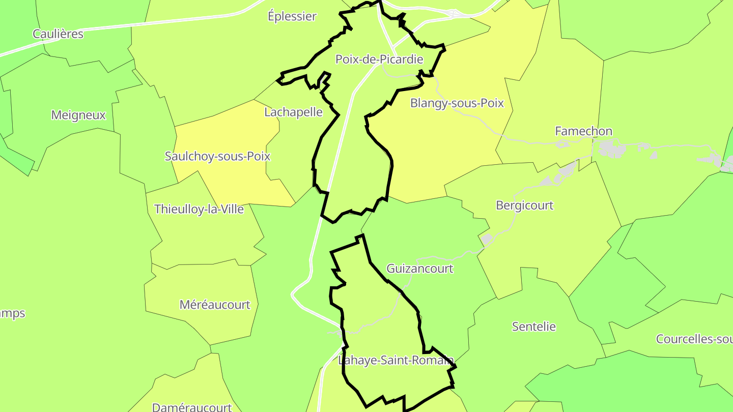 Carte des prix de l'immobilier Poix-de-Picardie