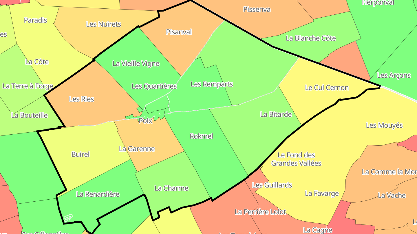 Carte des prix de l'immobilier Poix