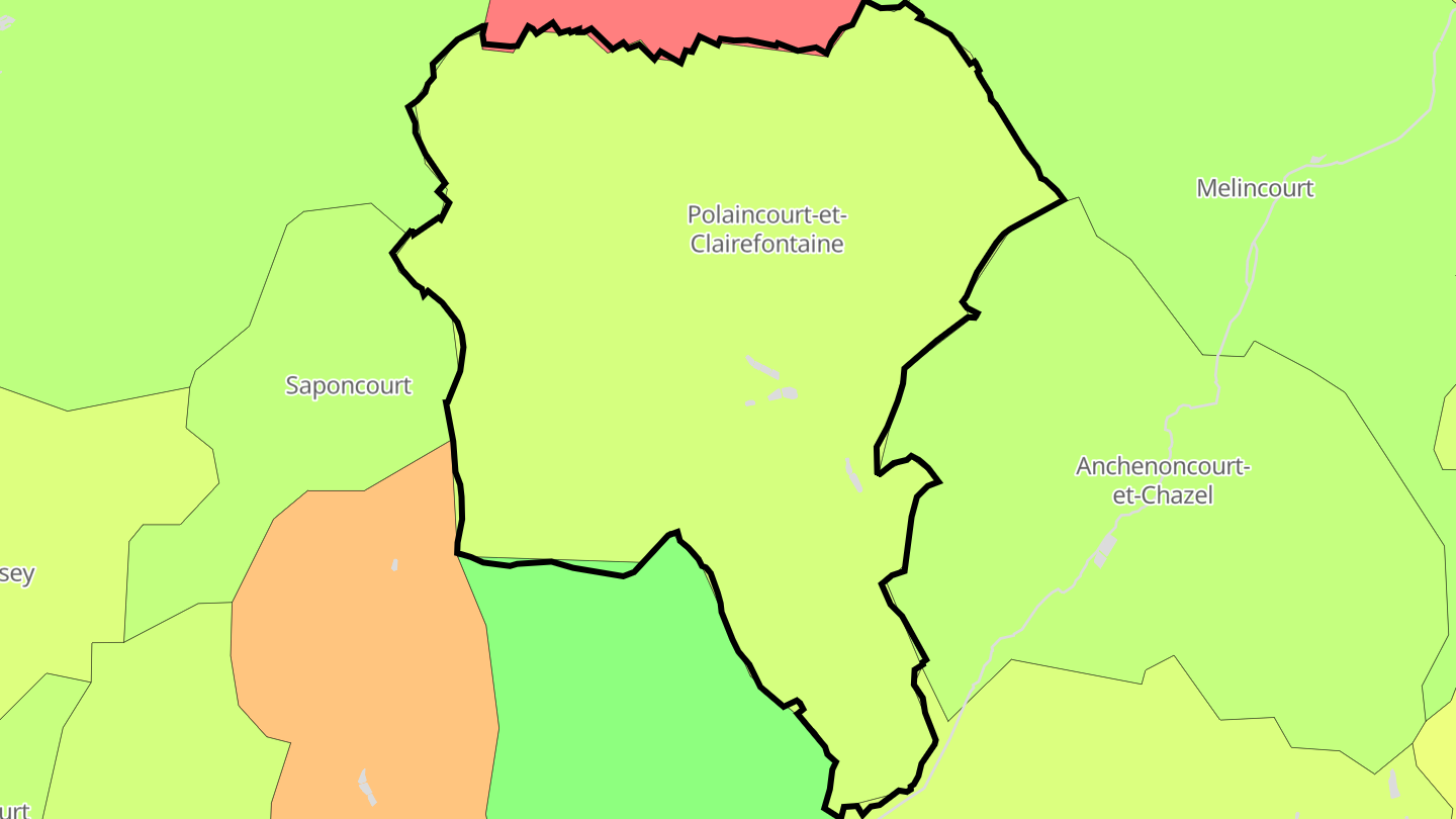 Carte des prix de l'immobilier Polaincourt-et-Clairefontaine