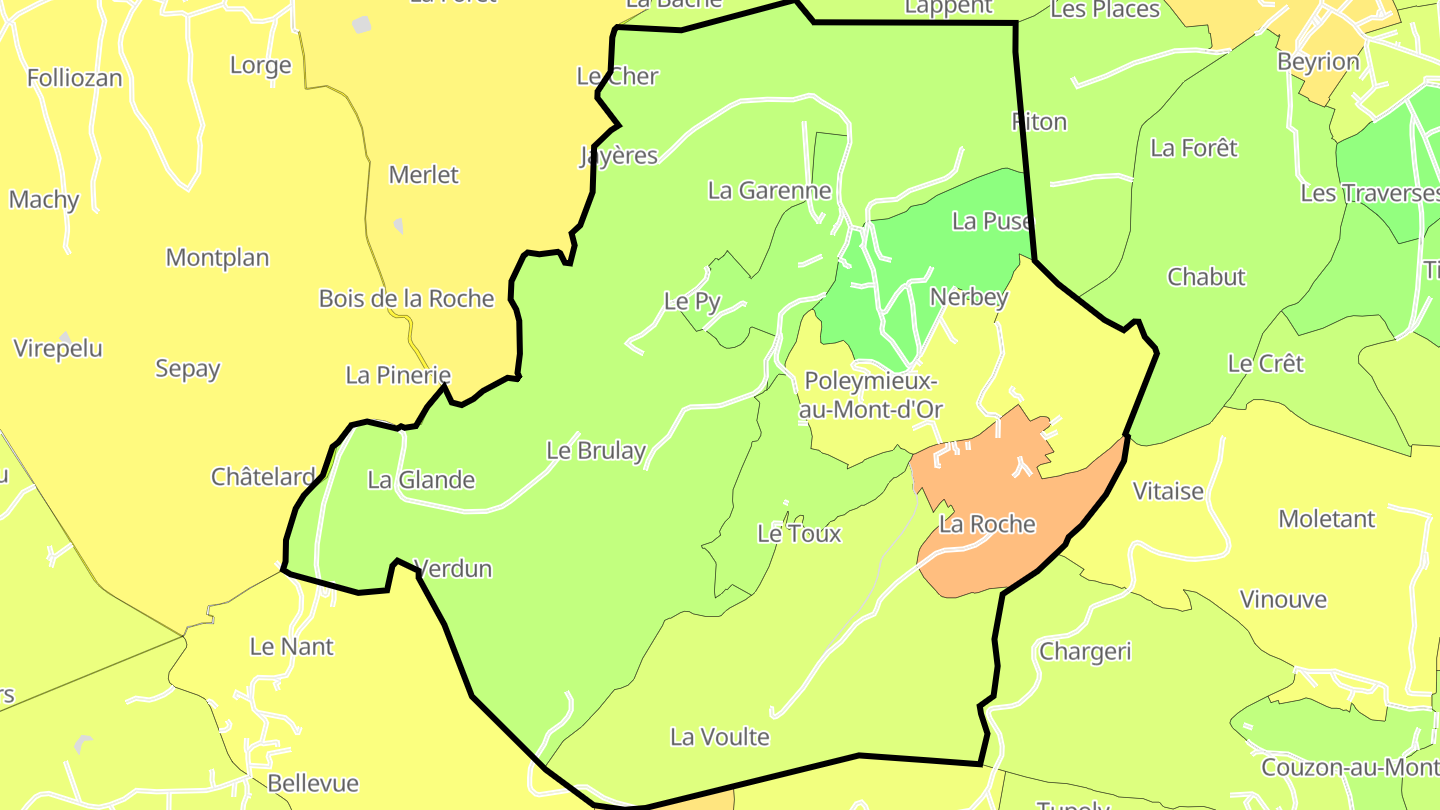 Carte des prix de l'immobilier Poleymieux-au-Mont-d'Or
