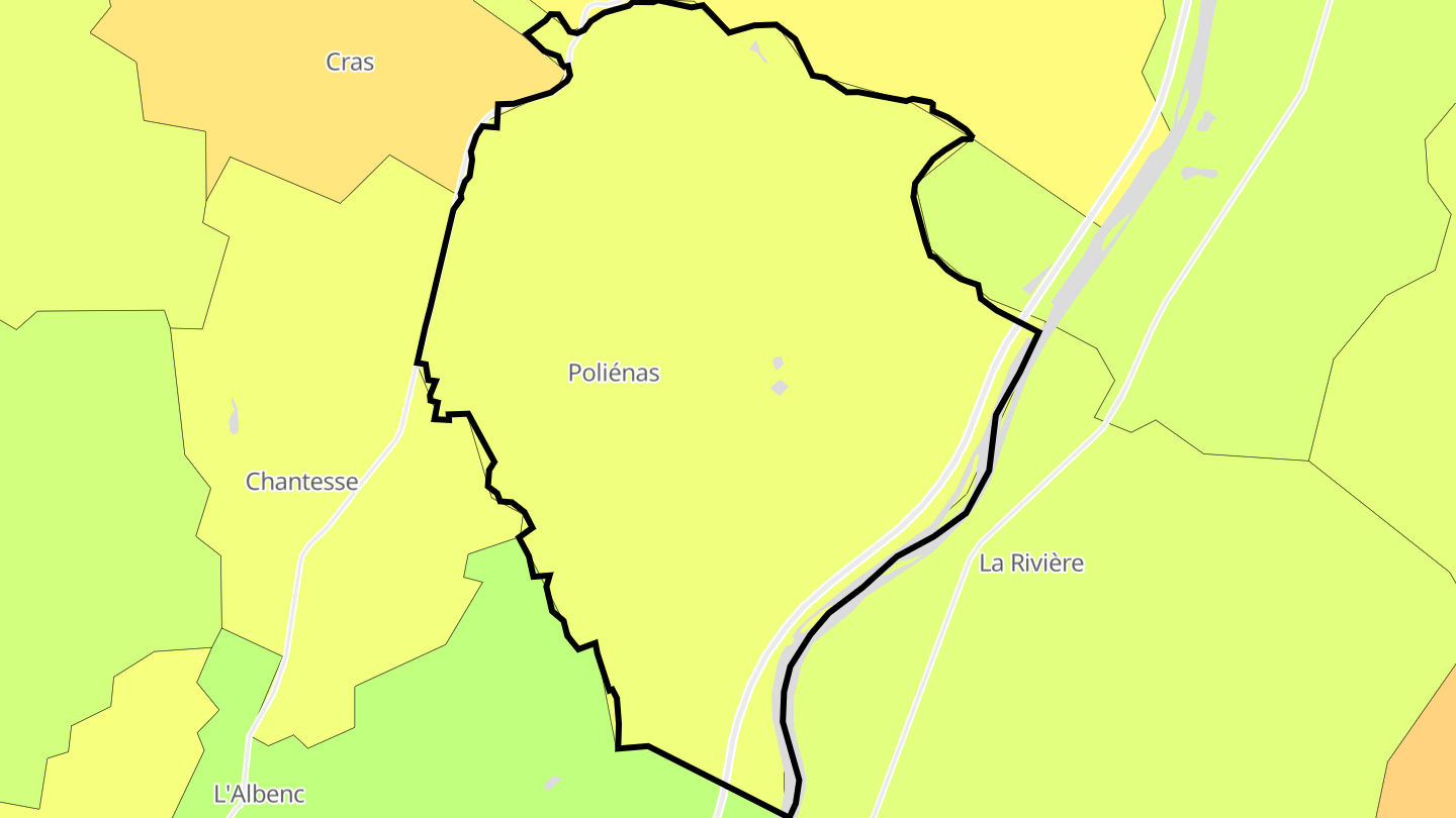 Carte des prix de l'immobilier Poliénas
