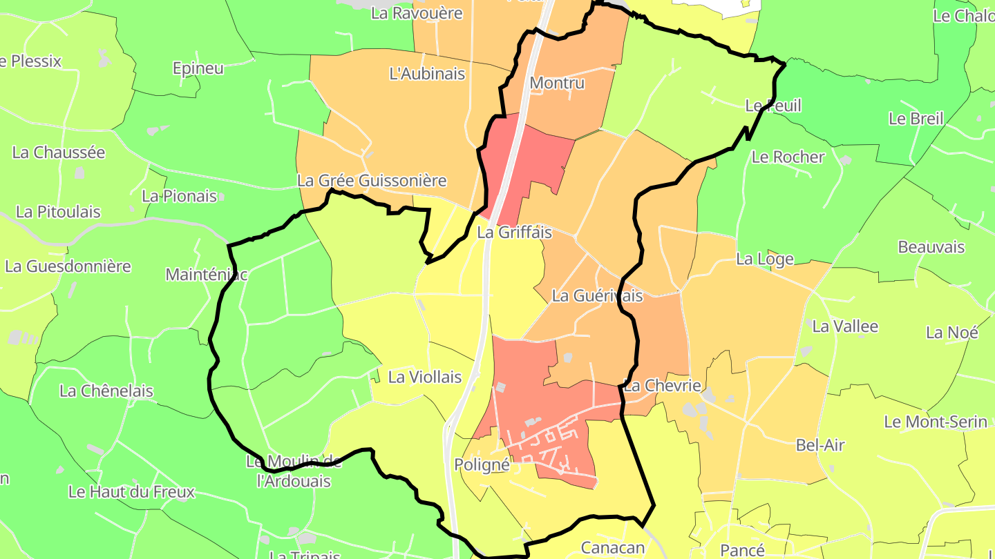 Carte des prix de l'immobilier Poligné