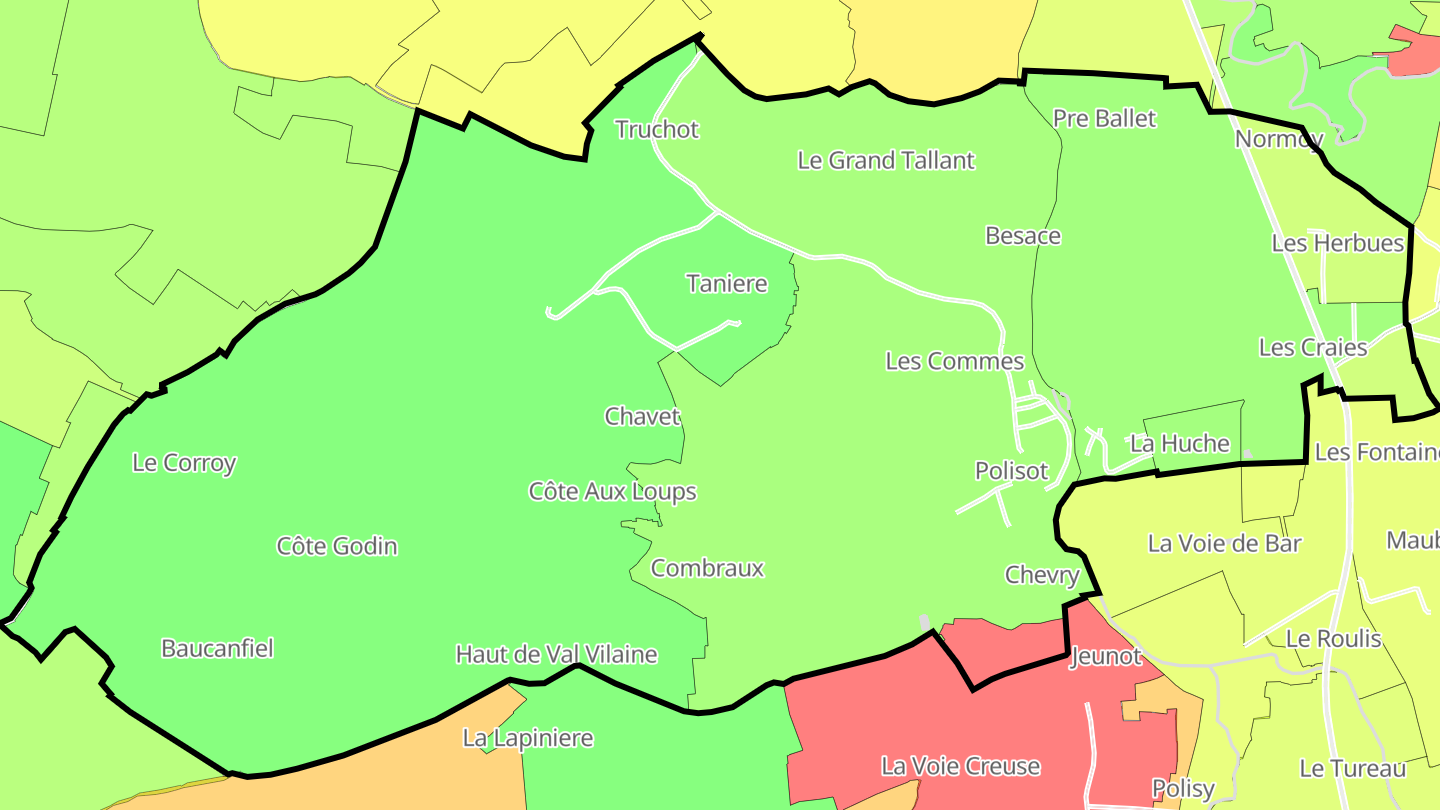 Carte des prix de l'immobilier Polisot