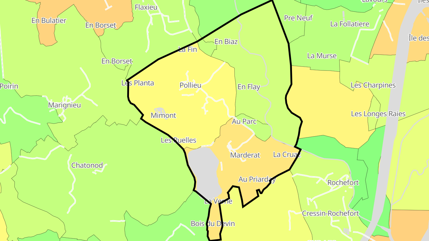 Carte des prix de l'immobilier Pollieu