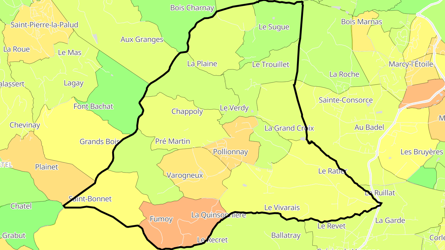 Carte des prix de l'immobilier Pollionnay
