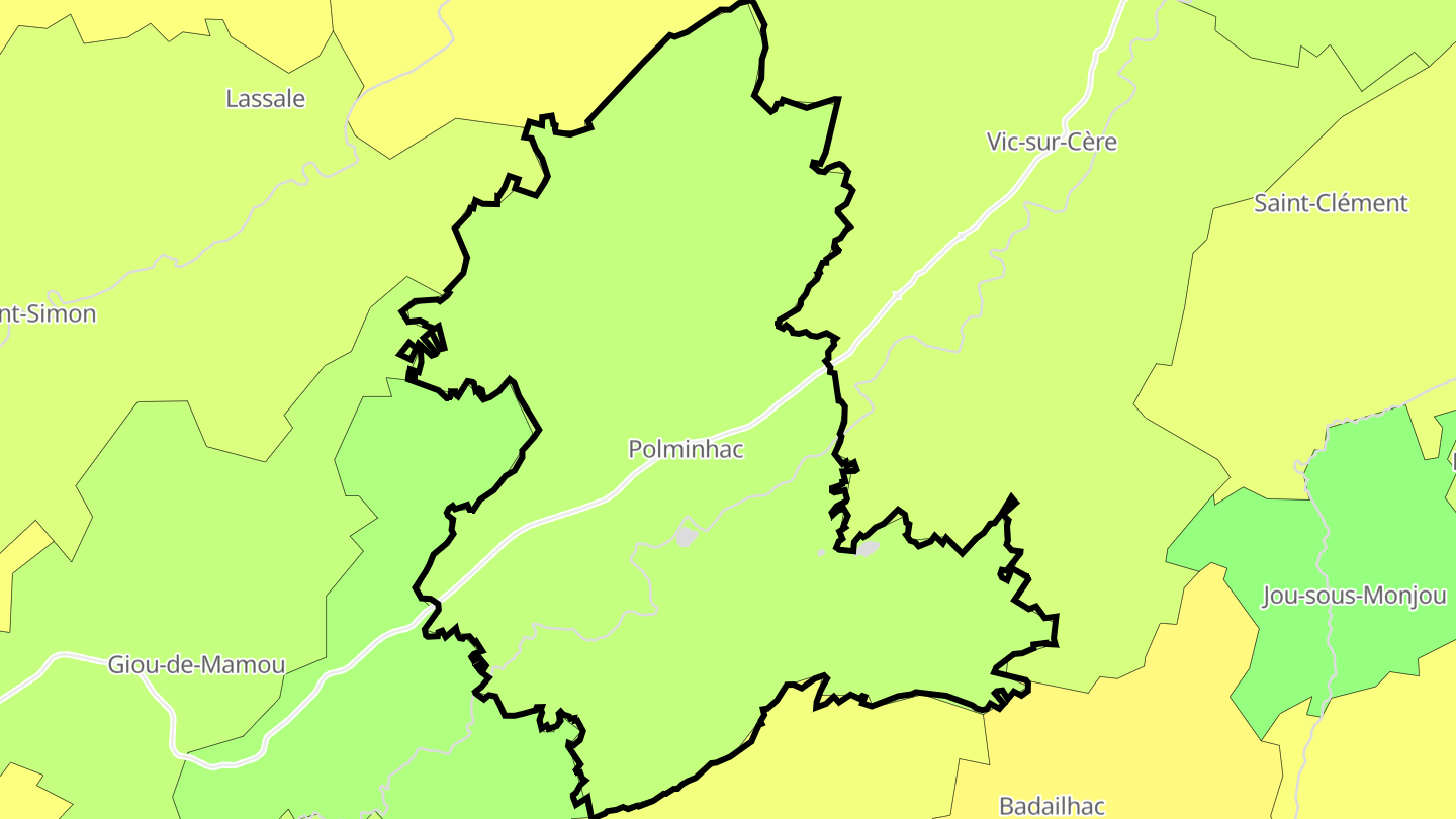 Carte des prix de l'immobilier Polminhac
