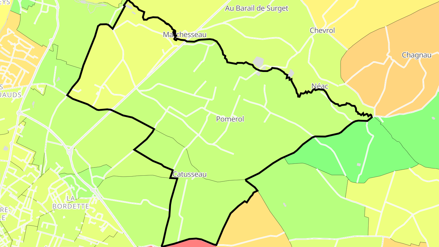 Carte des prix de l'immobilier Pomerol