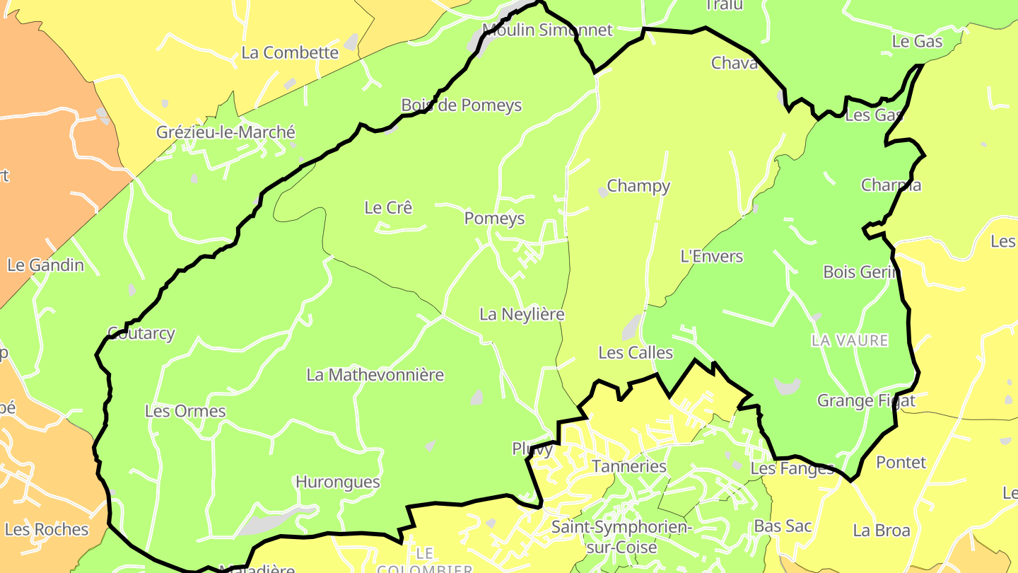 Carte des prix de l'immobilier Pomeys