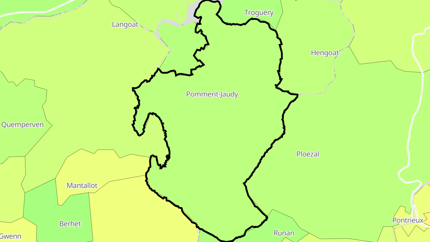 Carte des prix de l'immobilier Pommerit-Jaudy