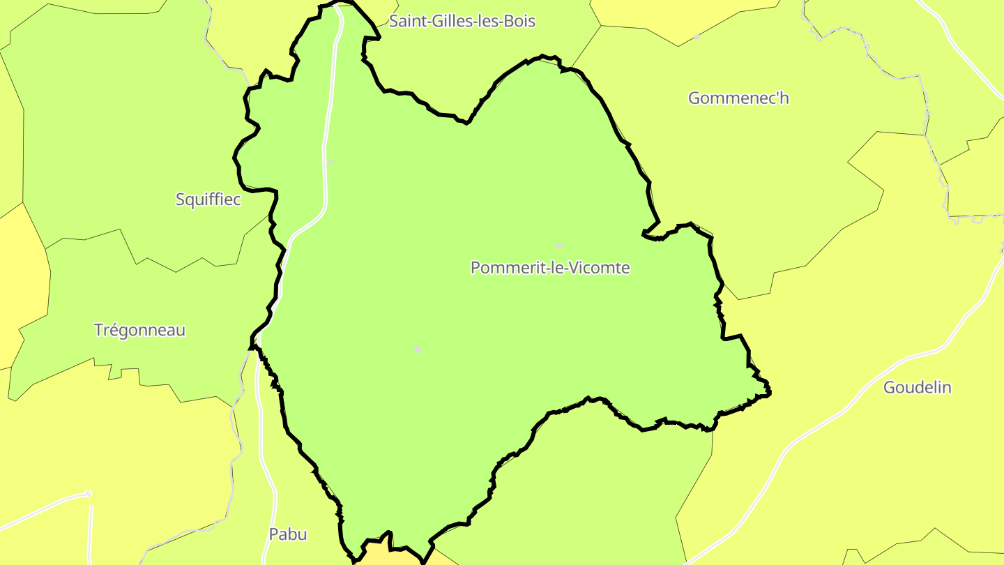 Carte des prix de l'immobilier Pommerit-le-Vicomte