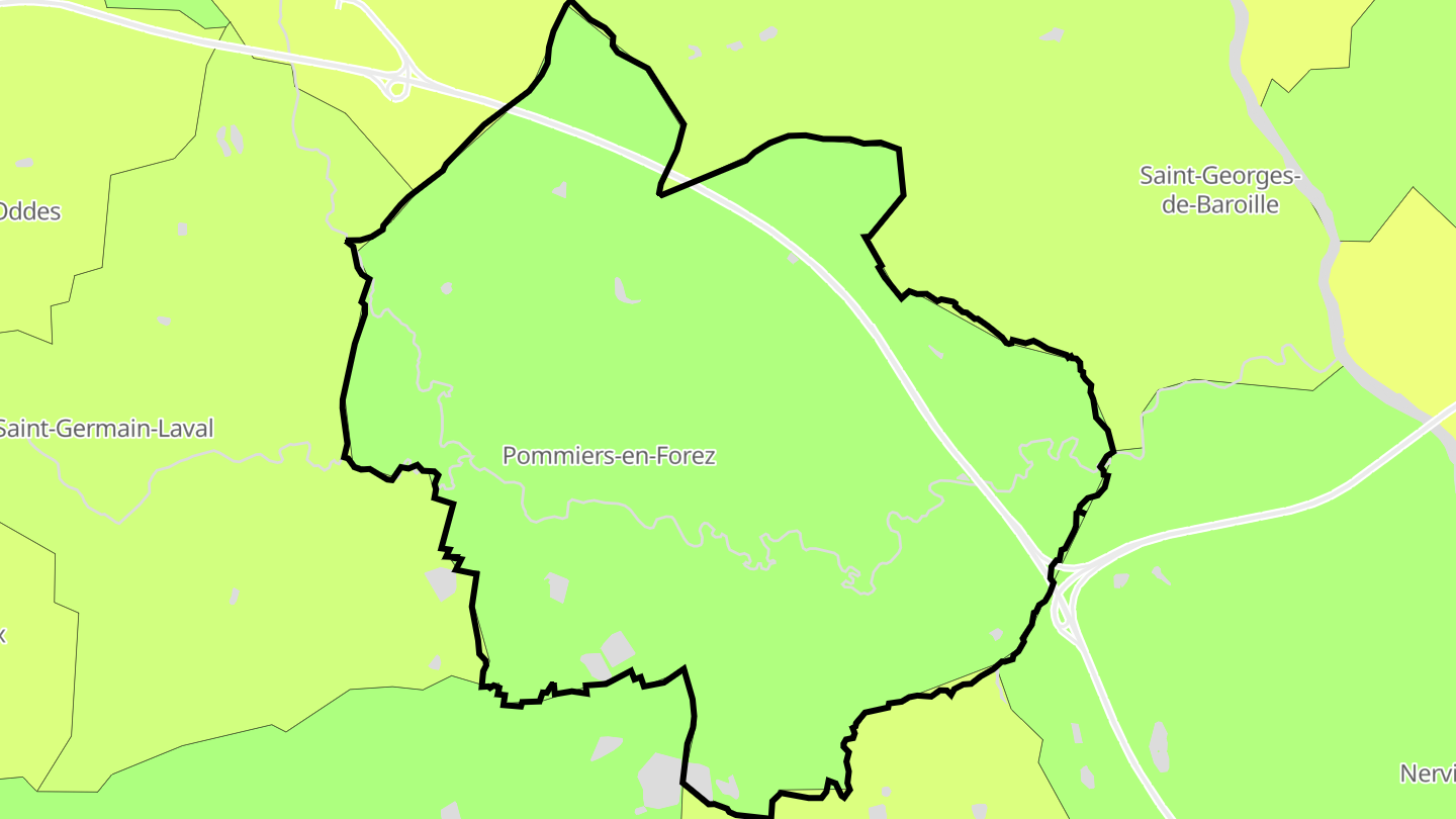 Carte des prix de l'immobilier Pommiers-en-Forez