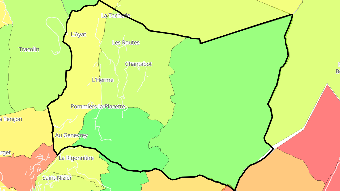 Carte des prix de l'immobilier Pommiers-la-Placette