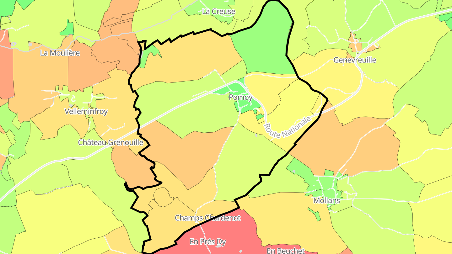 Carte des prix de l'immobilier Pomoy