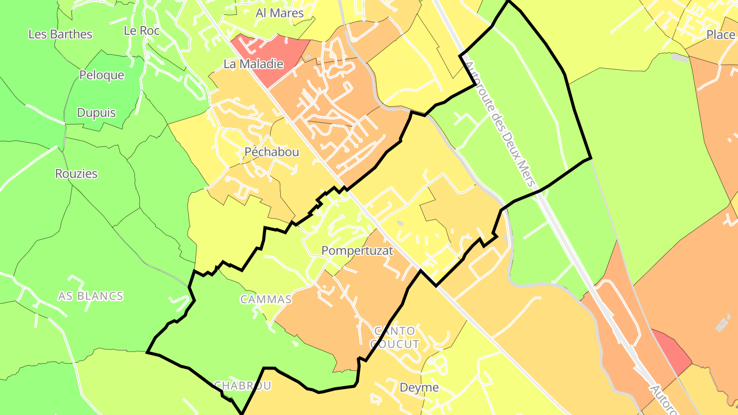 Carte des prix de l'immobilier Pompertuzat