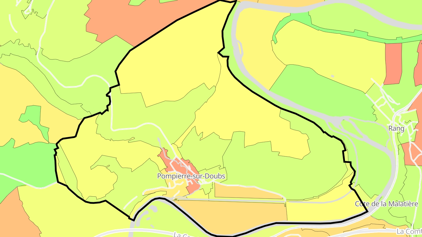 Carte des prix de l'immobilier Pompierre-sur-Doubs