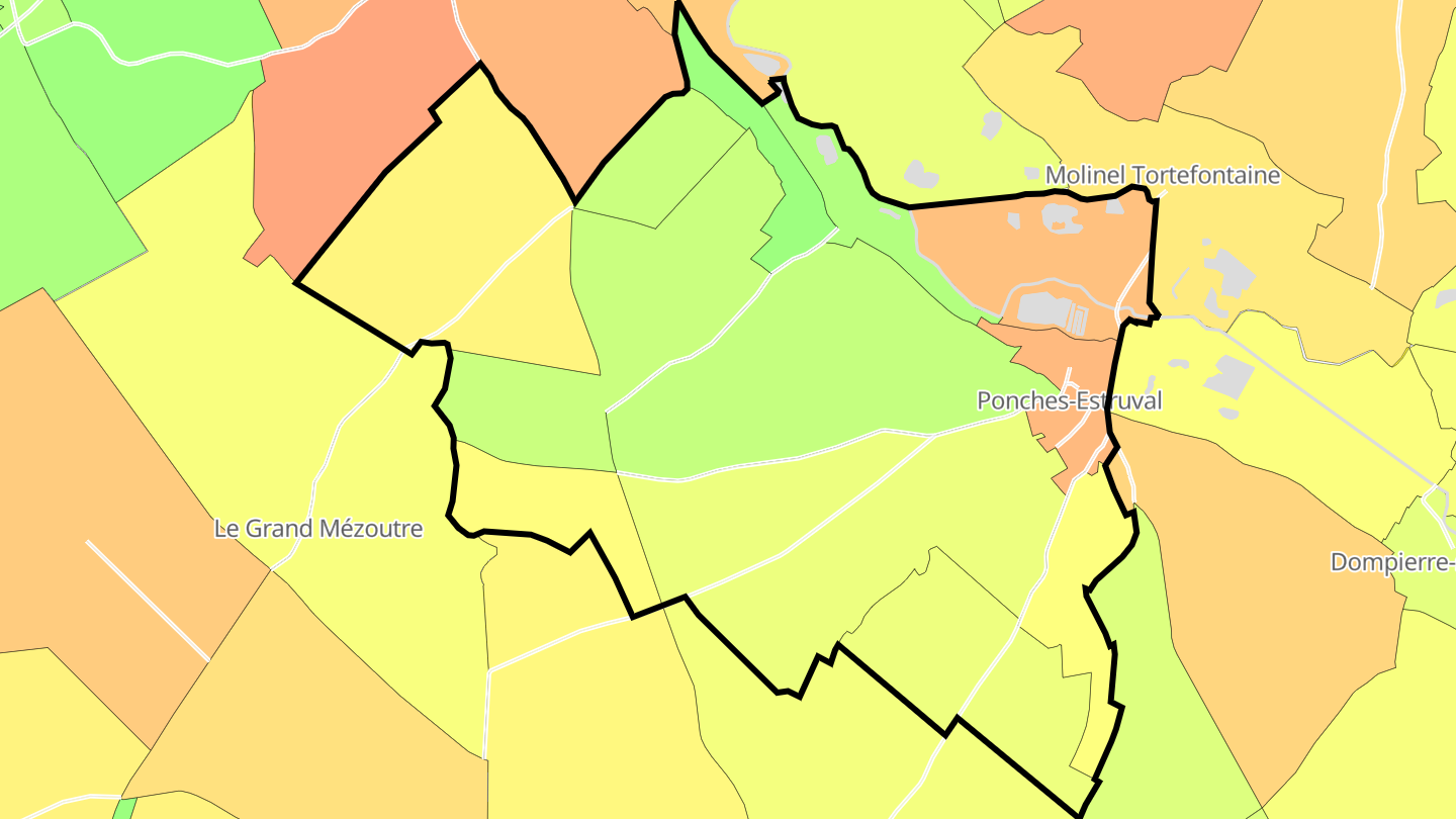 Carte des prix de l'immobilier Ponches-Estruval