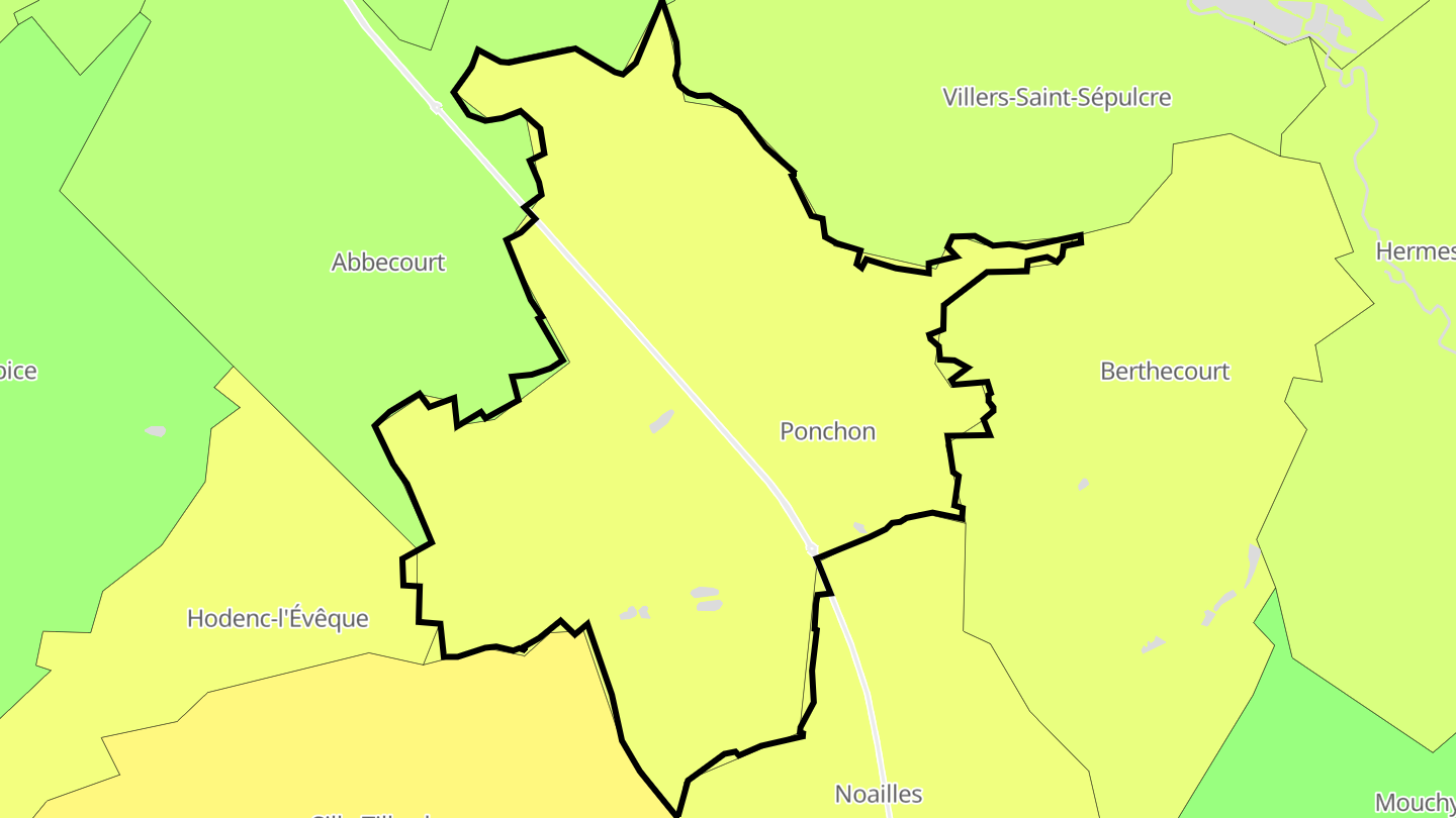 Carte des prix de l'immobilier Ponchon