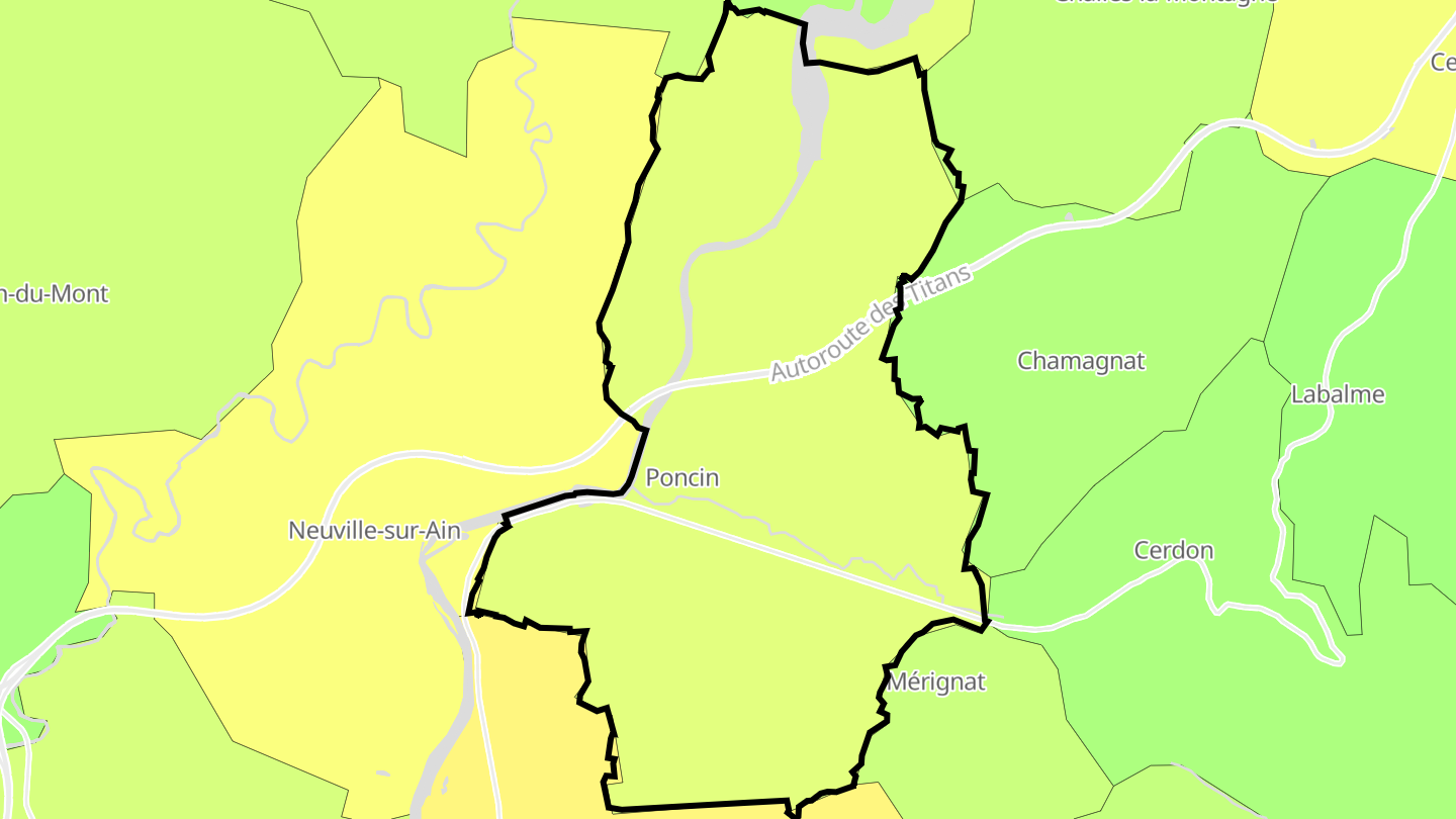 Carte des prix de l'immobilier Poncin