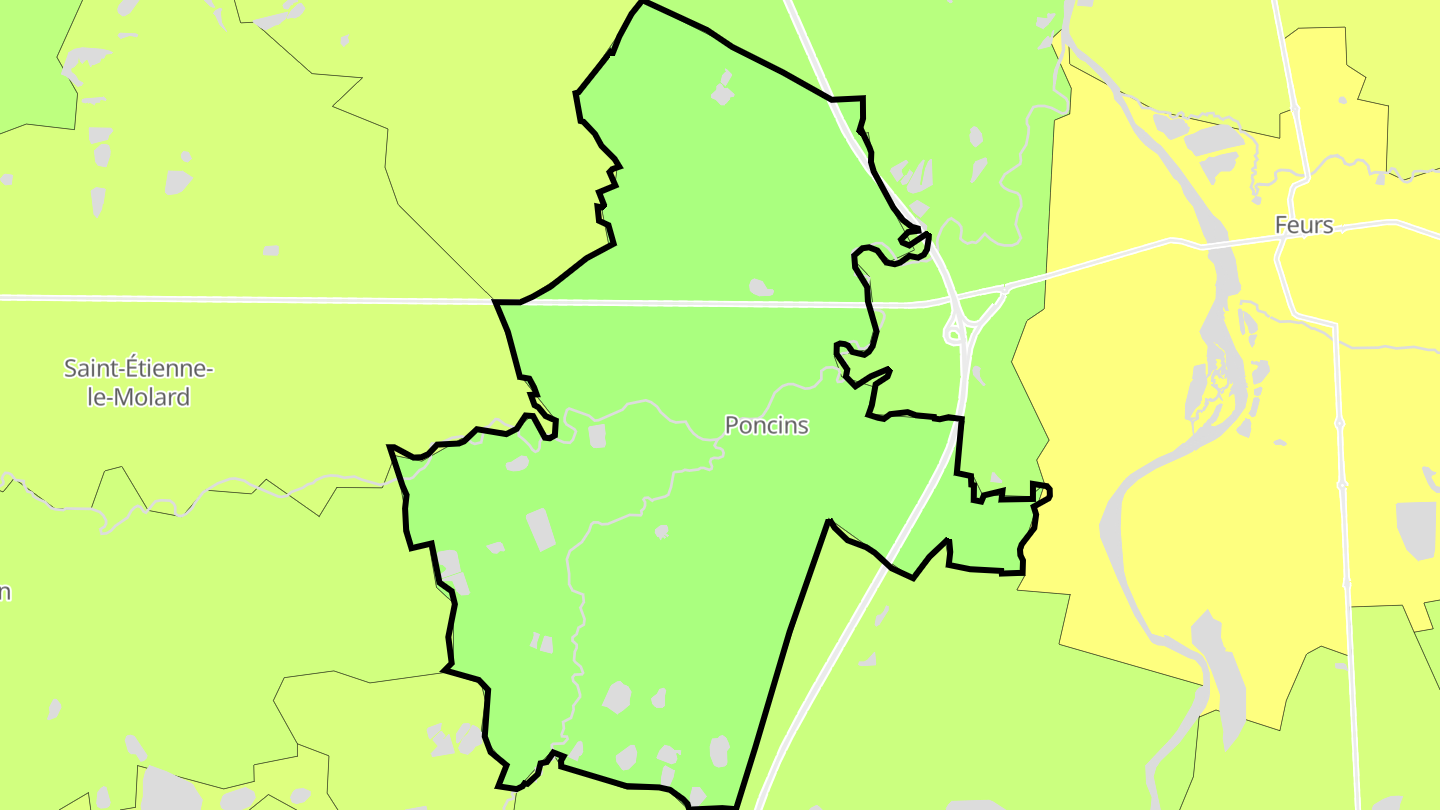 Carte des prix de l'immobilier Poncins