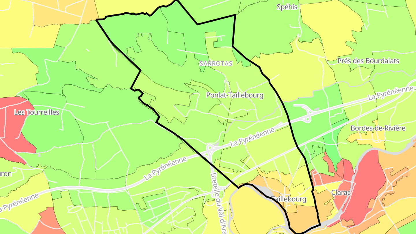 Carte des prix de l'immobilier Ponlat-Taillebourg