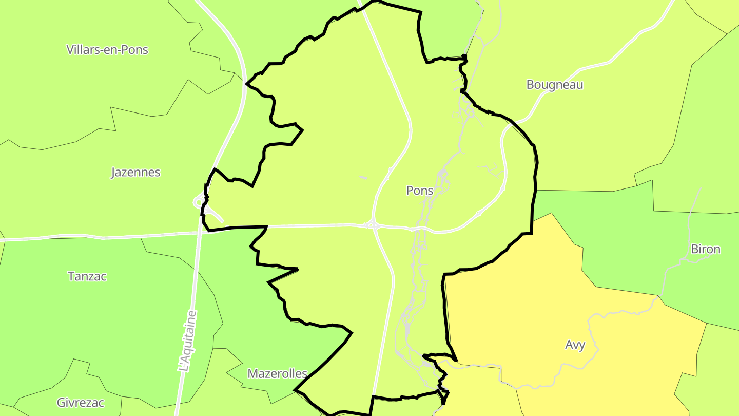 Carte des prix de l'immobilier Pons