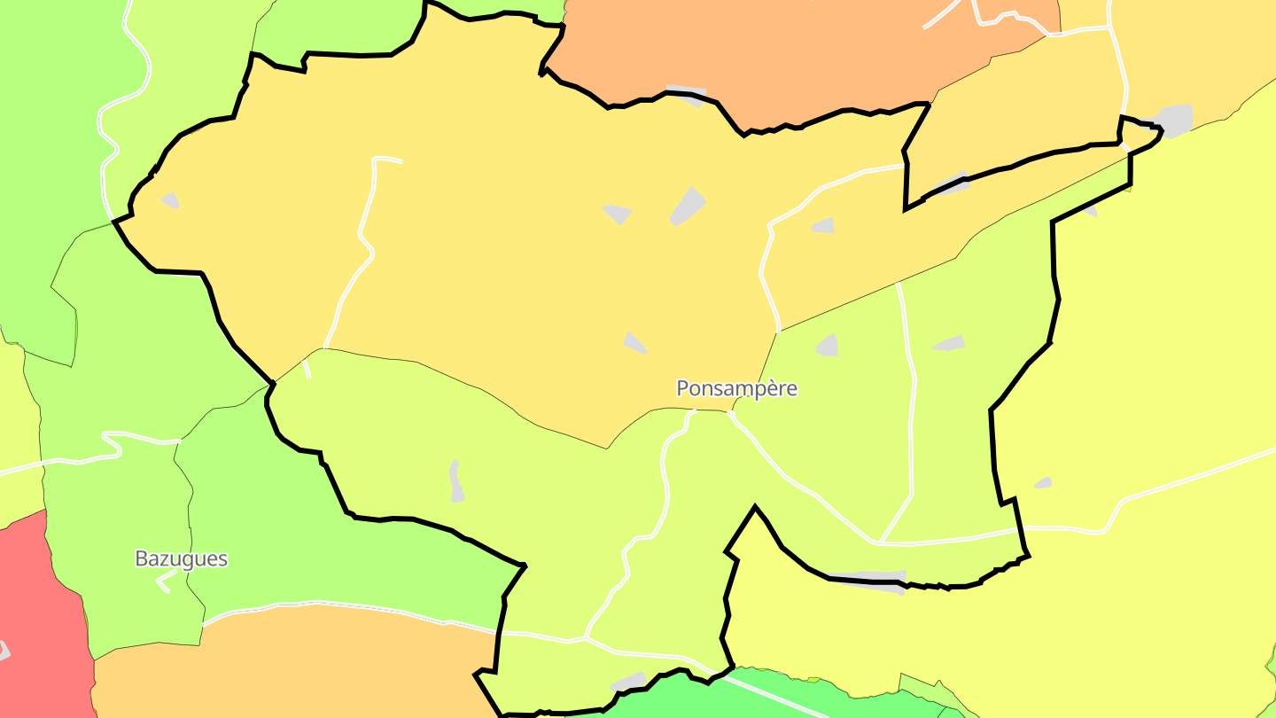 Carte des prix de l'immobilier Ponsampère