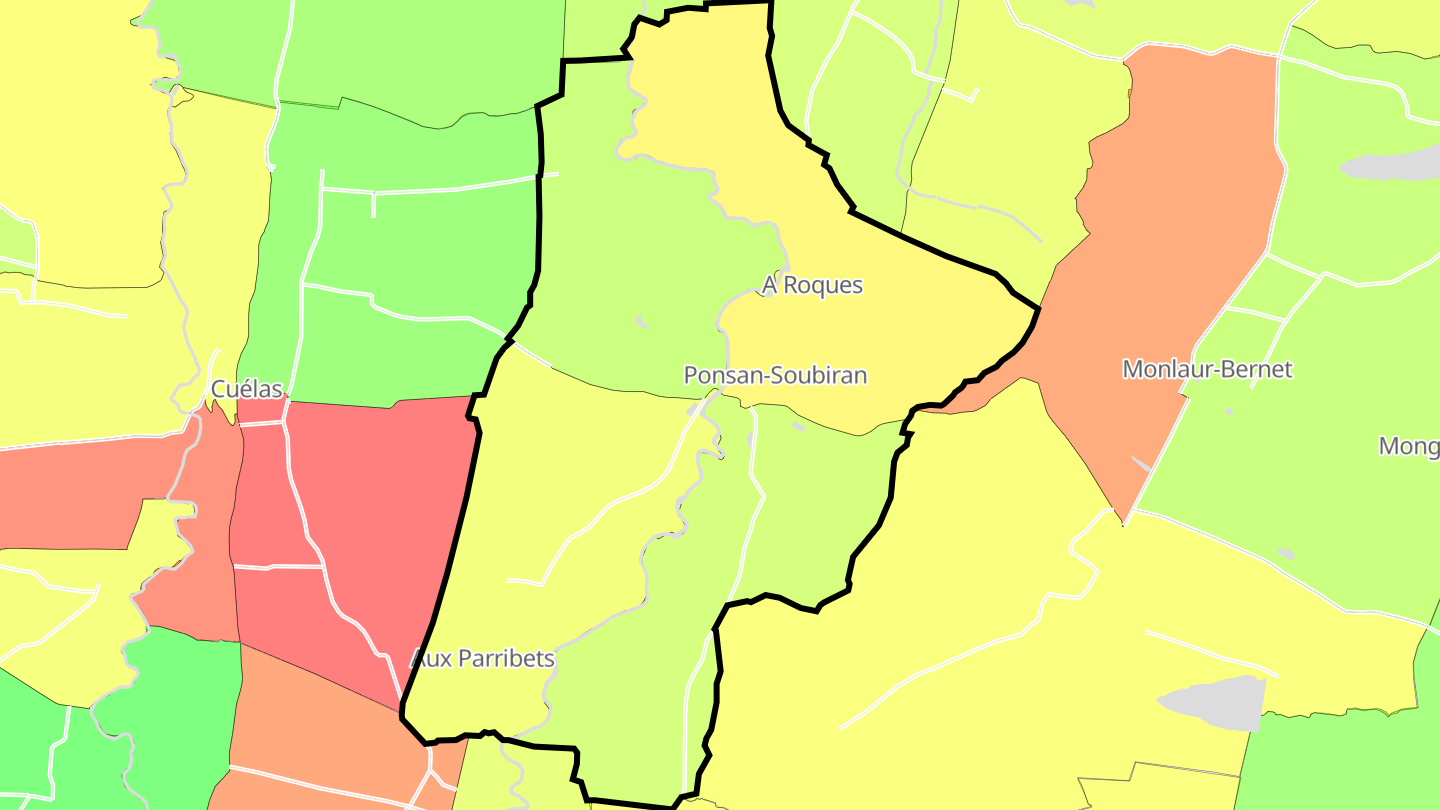 Carte des prix de l'immobilier Ponsan-Soubiran