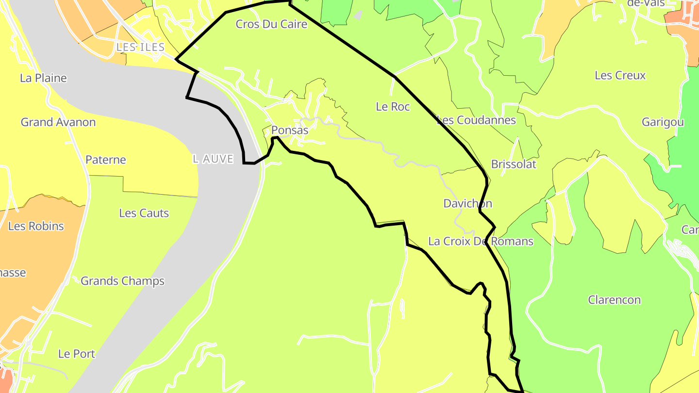 Carte des prix de l'immobilier Ponsas