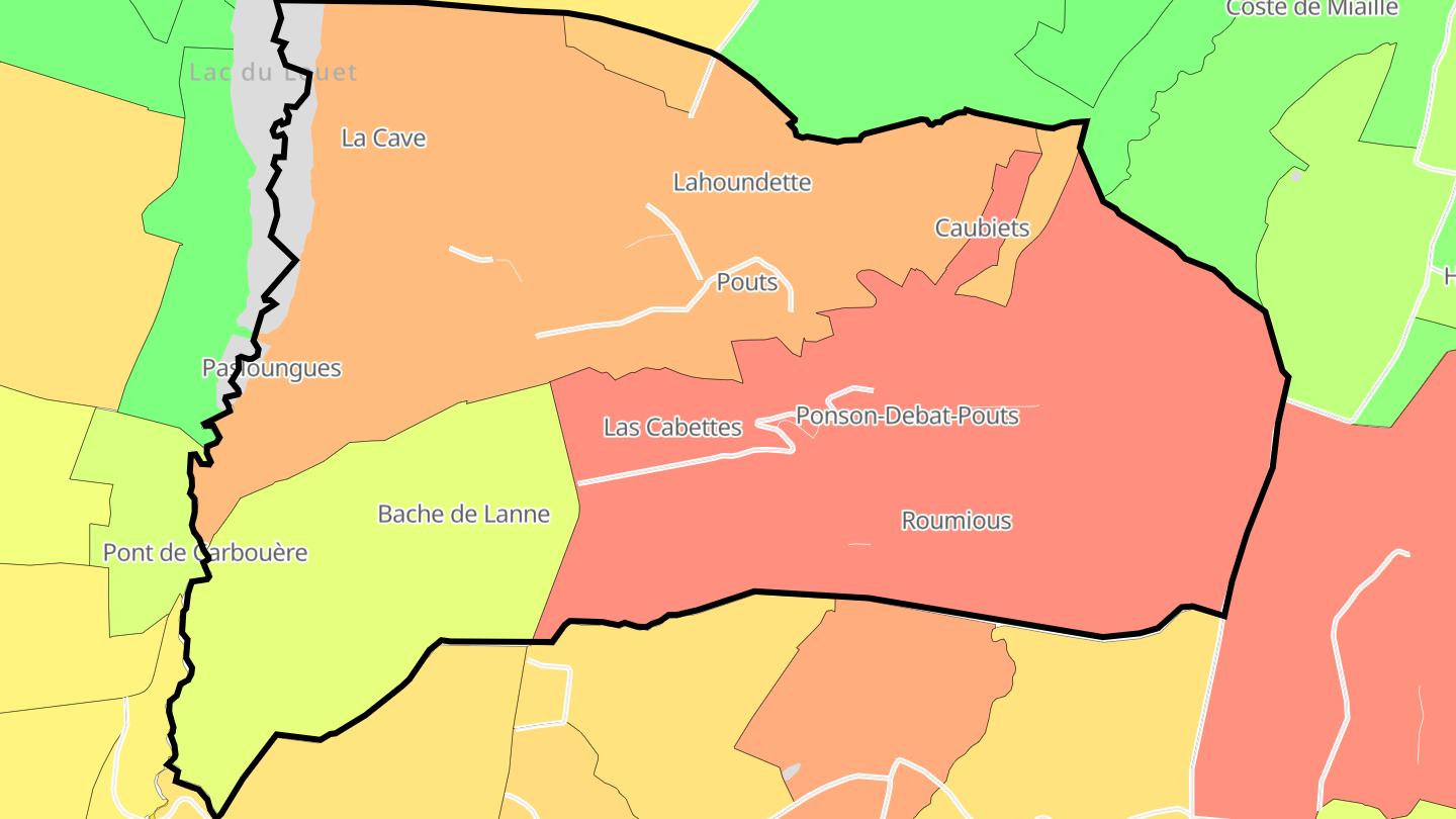 Carte des prix de l'immobilier Ponson-Debat-Pouts