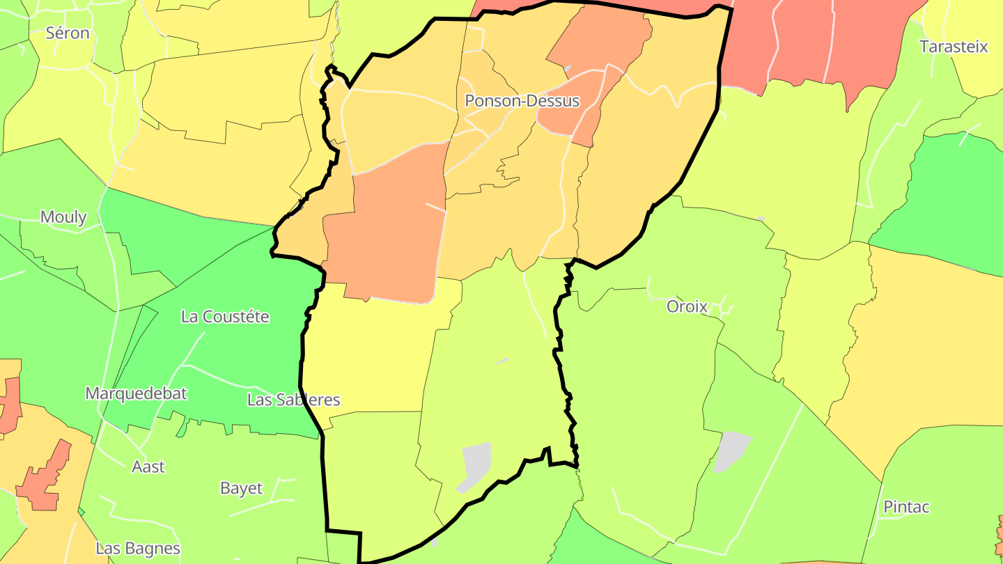 Carte des prix de l'immobilier Ponson-Dessus