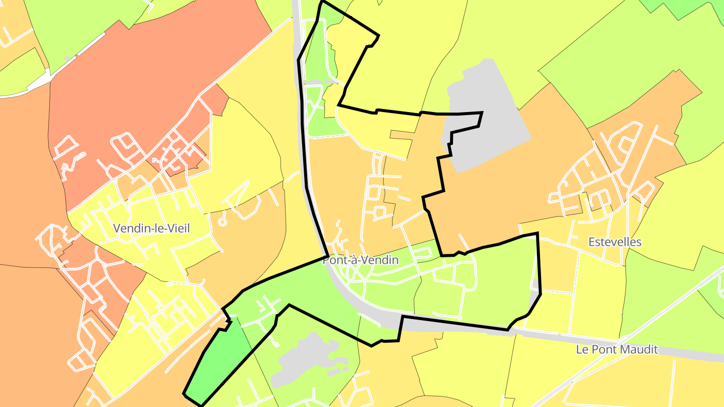 Carte des prix de l'immobilier Pont-à-Vendin
