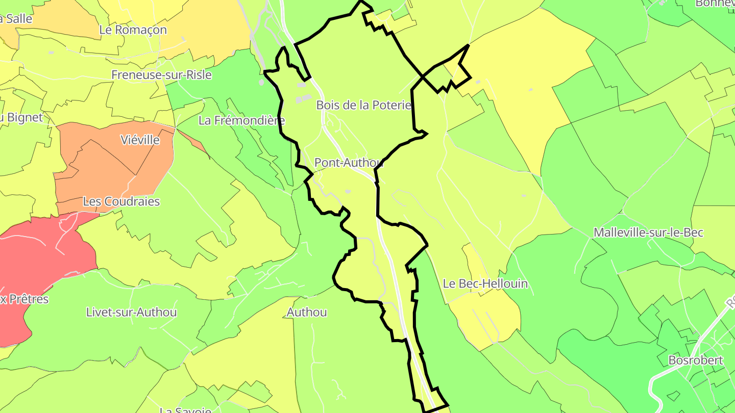 Carte des prix de l'immobilier Pont-Authou