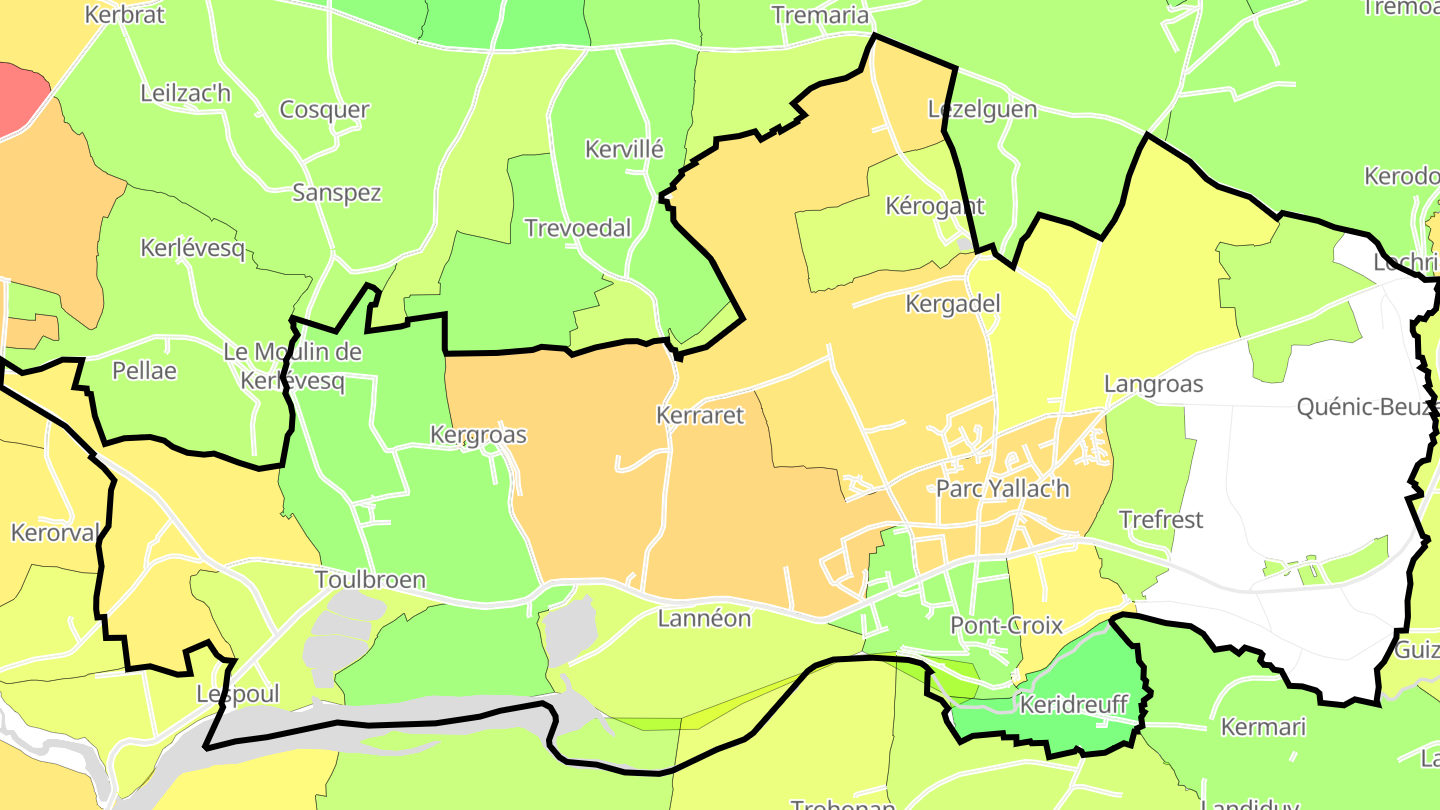Carte des prix de l'immobilier Pont-Croix