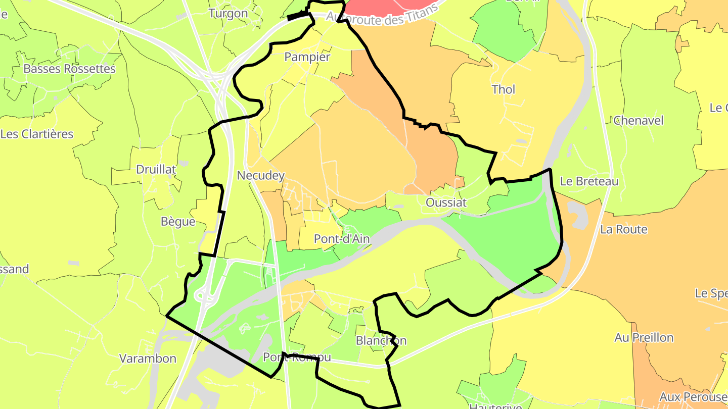 Carte des prix de l'immobilier Pont-d'Ain