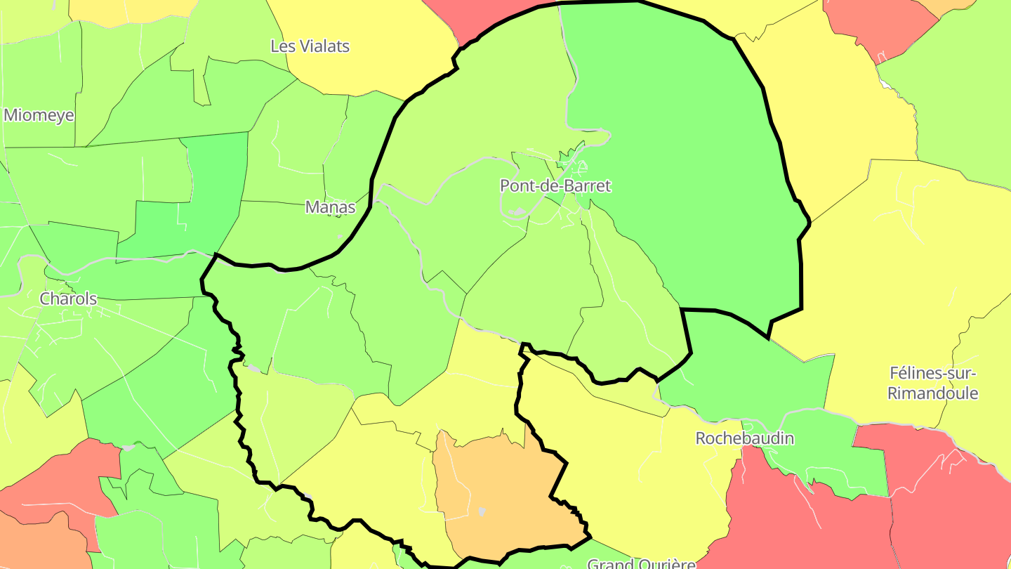 Carte des prix de l'immobilier Pont-de-Barret