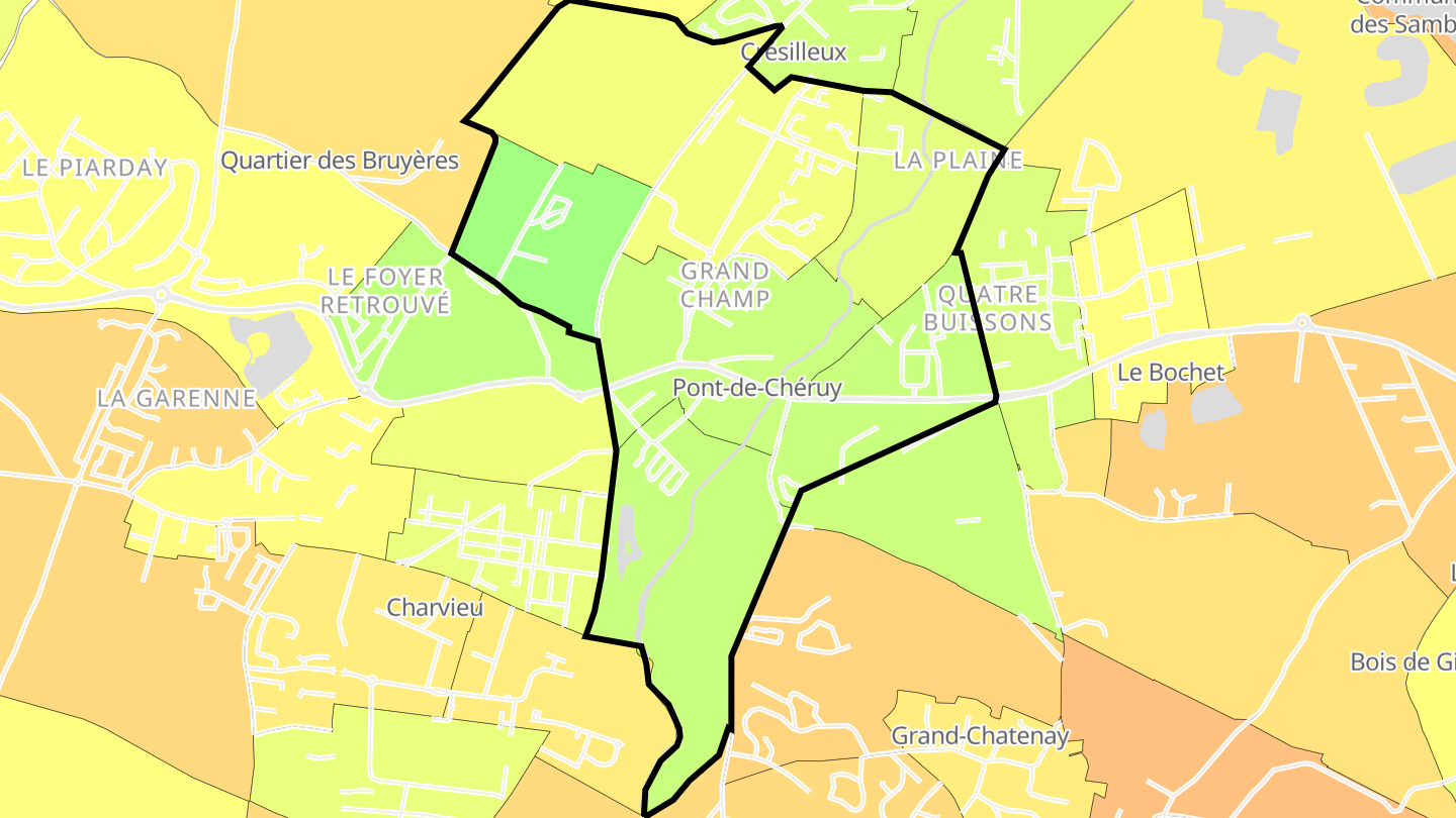 Carte des prix de l'immobilier Pont-de-Chéruy