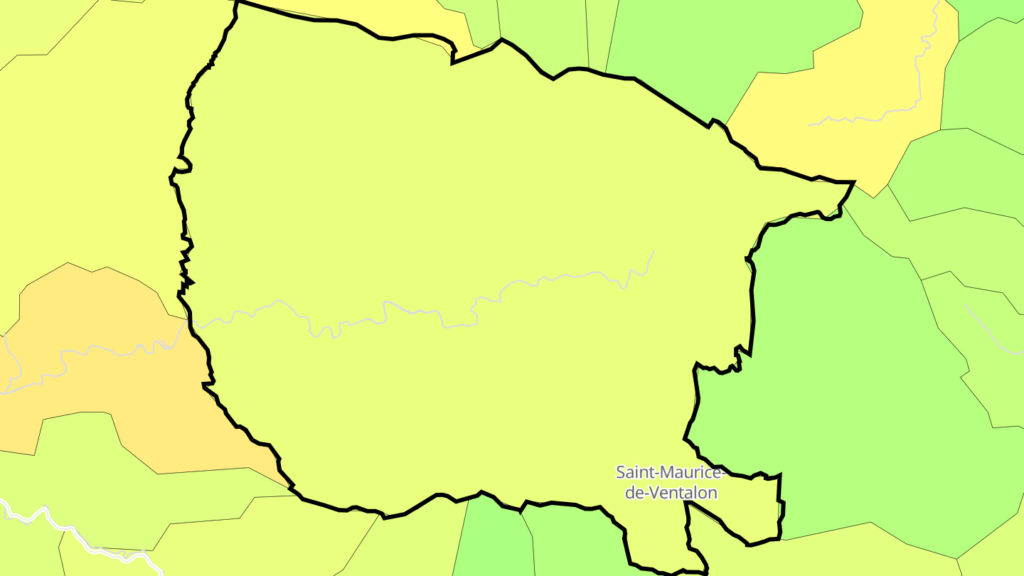 Carte des prix de l'immobilier Pont de Montvert - Sud Mont Lozère